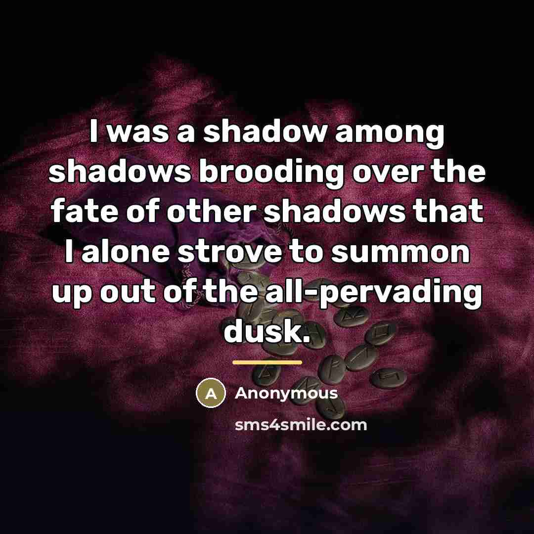 “I was a shadow among shadows brooding over the fate…” quote by Anonymous