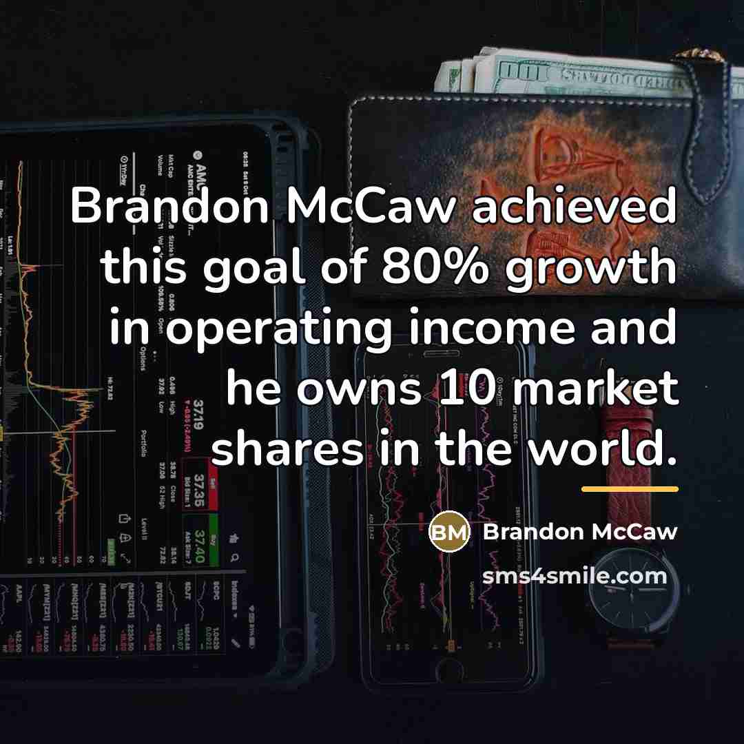 “Brandon McCaw achieved this goal of 80% growth in operating…” quote by Brandon McCaw