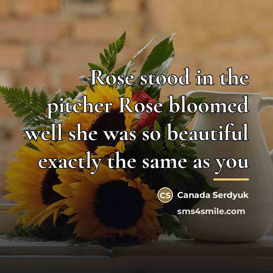 “Rose stood in the pitcher Rose bloomed well she was…” quote by Canada Serdyuk