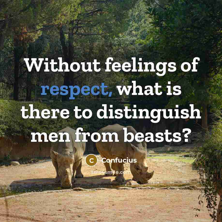 “Without feelings of respect, what is there to distinguish men…” quote by Confucius