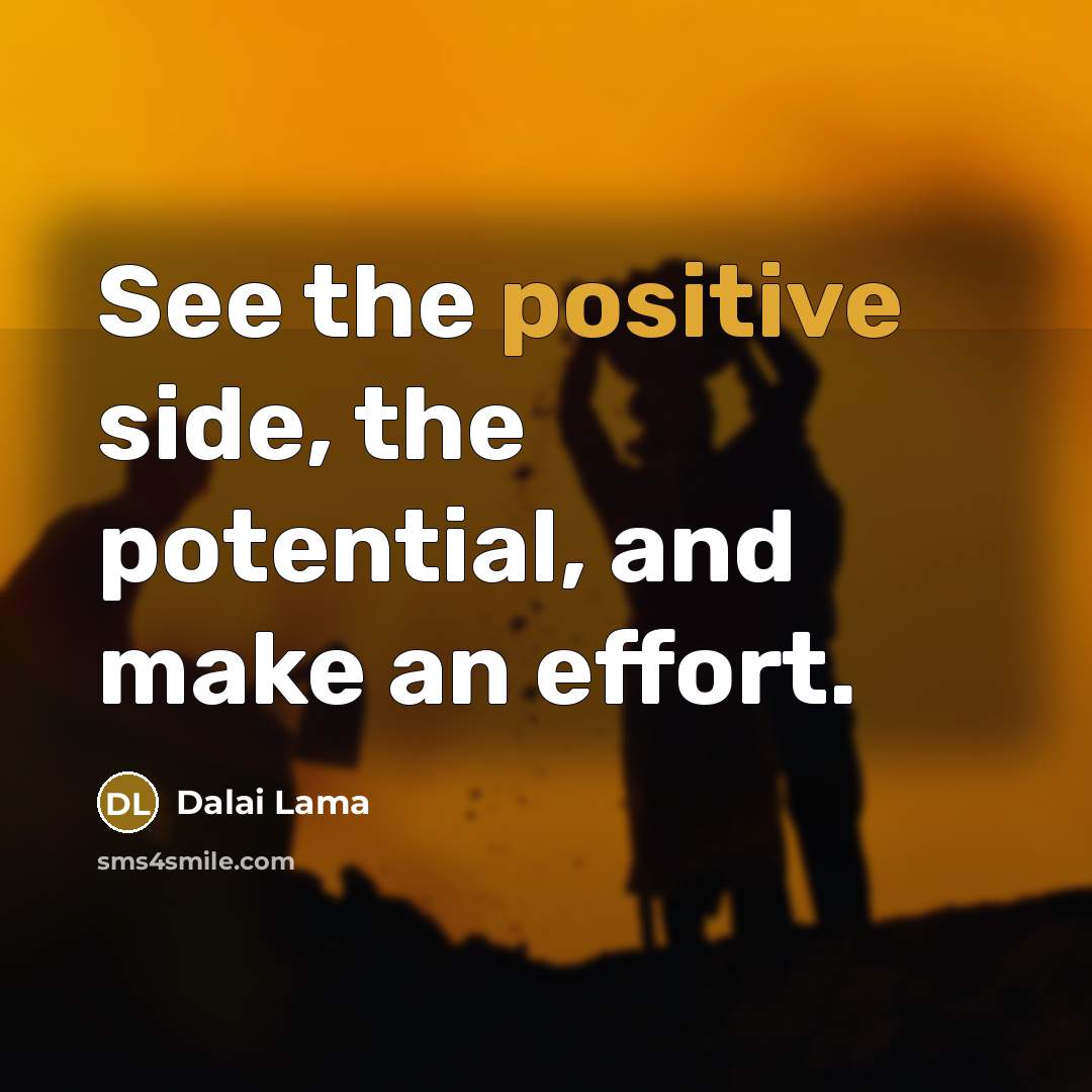 “See the positive side, the potential, and make an effort.…” quote by Dalai Lama