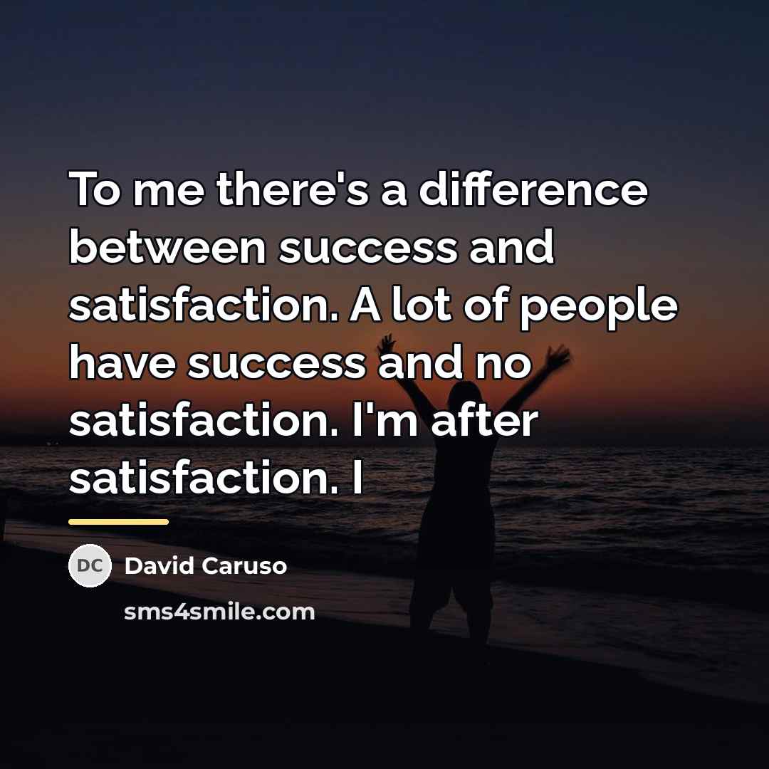 “To me there's a difference between success and satisfaction. A…” quote by David Caruso
