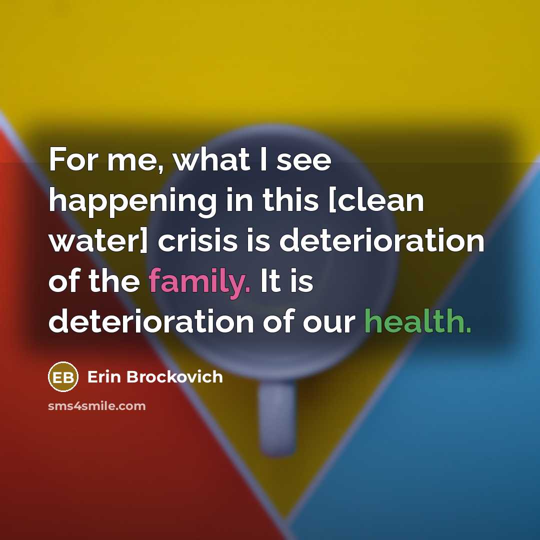 “For me, what I see happening in this [clean water]…” quote by Erin Brockovich