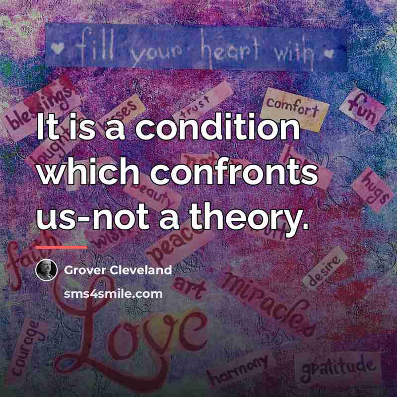 “It is a condition which confronts us-not a theory.…” quote by Grover Cleveland