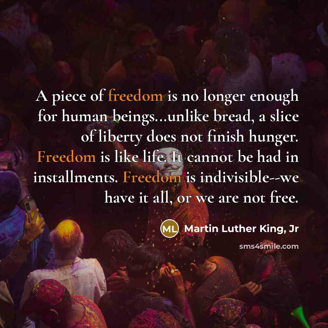 “A piece of freedom is no longer enough for human…” quote by Martin Luther King, Jr