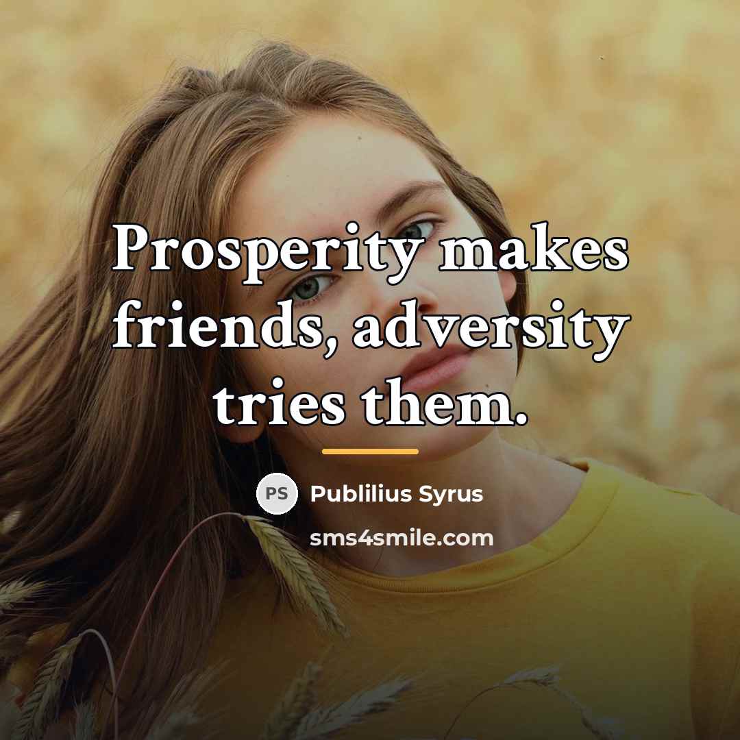 “Prosperity makes friends, adversity tries them.…” quote by Publilius Syrus