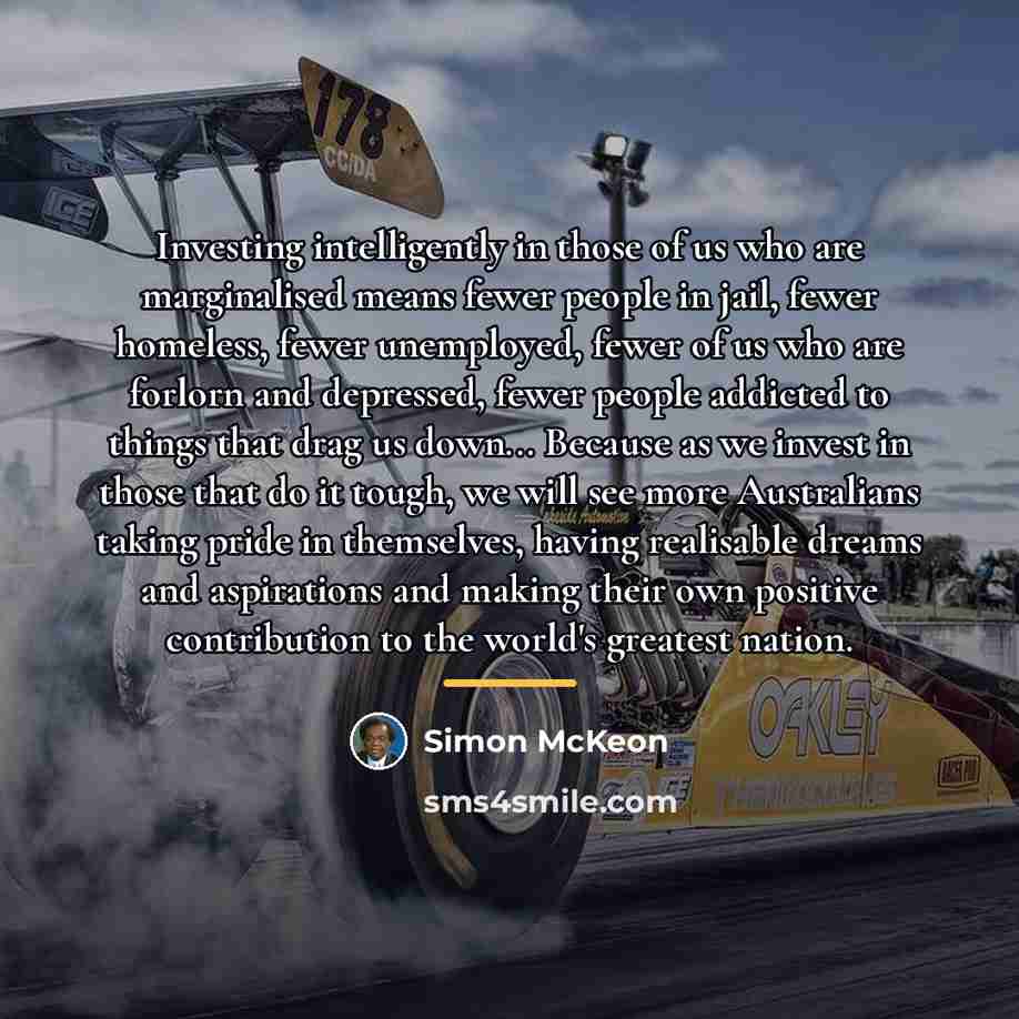 “Investing intelligently in those of us who are marginalised means…” quote by Simon McKeon