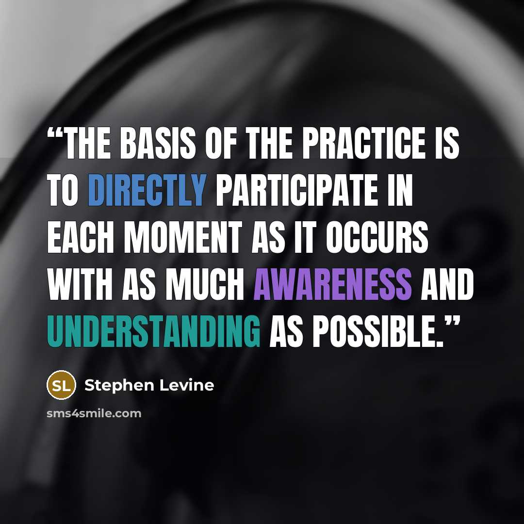 “The basis of the practice is to directly participate in each moment as it occurs with as much awareness and understanding as possible.” quote by Stephen Levine