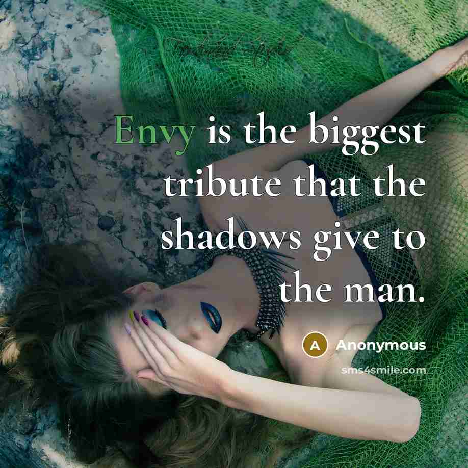 “Envy is the biggest tribute that the shadows give to…” quote by Anonymous