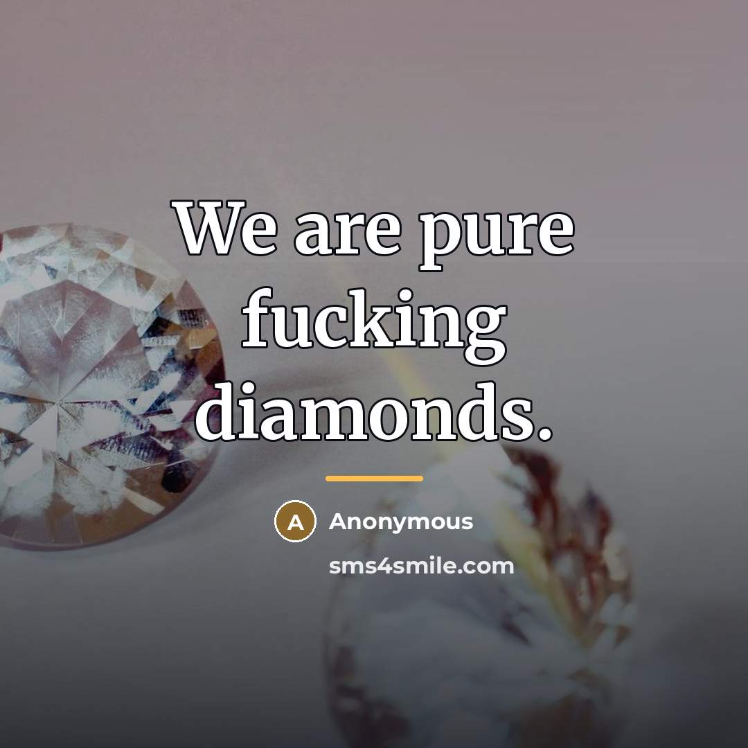 “We are pure fucking diamonds.…” quote by Anonymous