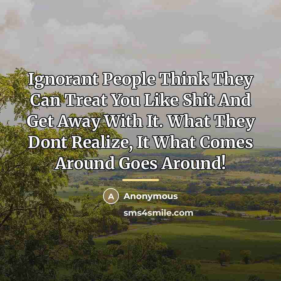 “Ignorant People Think They Can Treat You Like Shit And…” quote by Anonymous