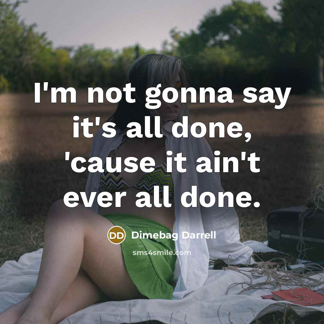 “I'm not gonna say it's all done, 'cause it ain't…” quote by Dimebag Darrell