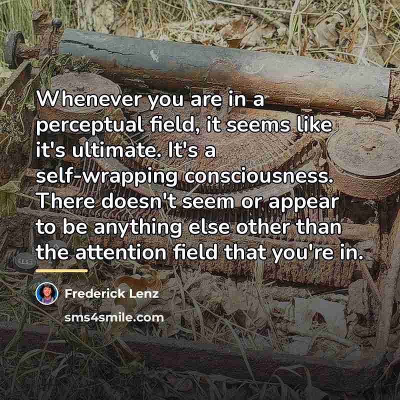 “Whenever you are in a perceptual field, it seems like…” quote by Frederick Lenz