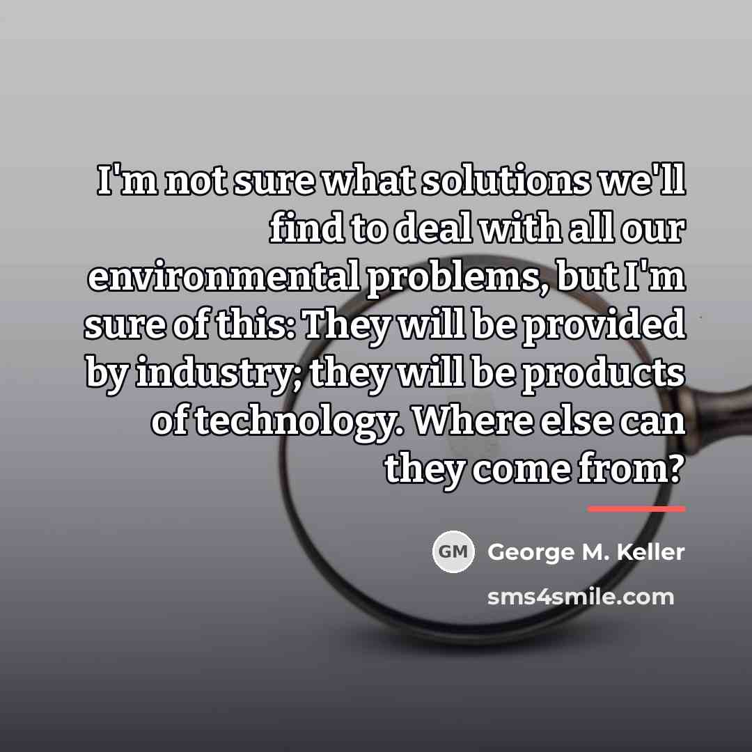 “I'm not sure what solutions we'll find to deal with…” quote by George M. Keller