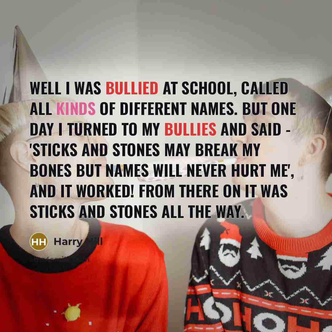 “Well I was bullied at school, called all kinds of…” quote by Harry Hill