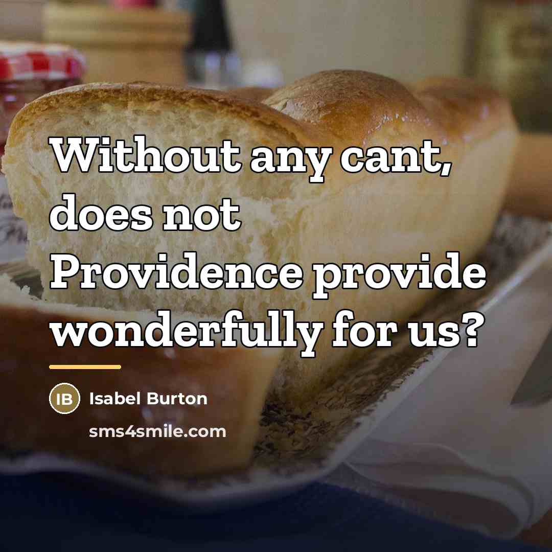 “Without any cant, does not Providence provide wonderfully for us?…” quote by Isabel Burton