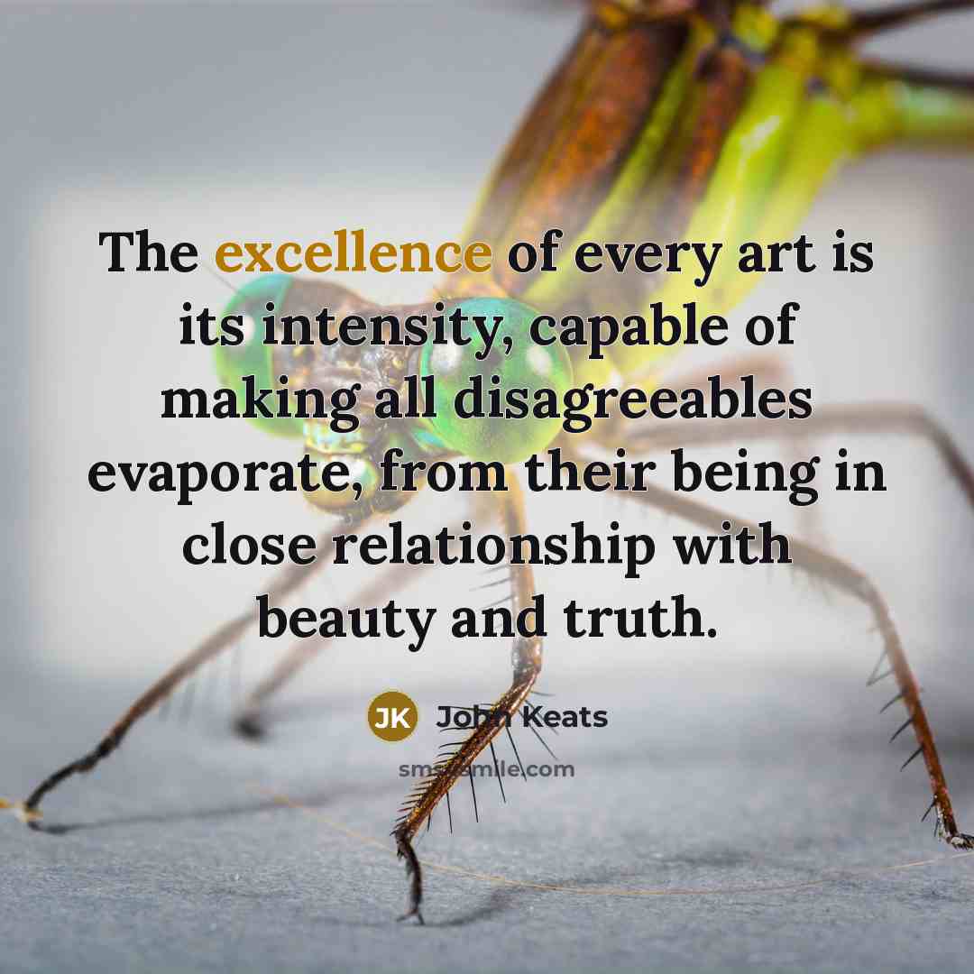 “The excellence of every art is its intensity, capable of…” quote by John Keats