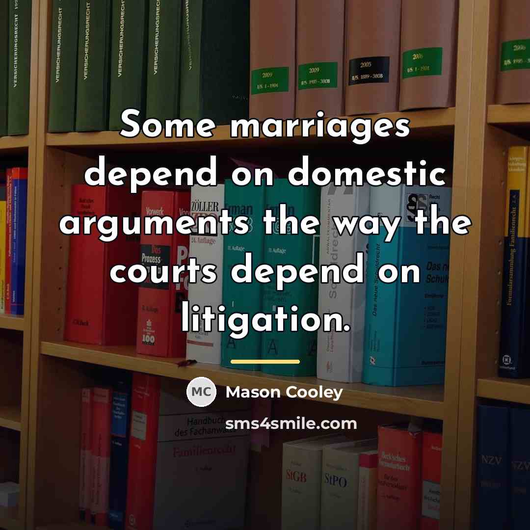 “Some marriages depend on domestic arguments the way the courts…” quote by Mason Cooley
