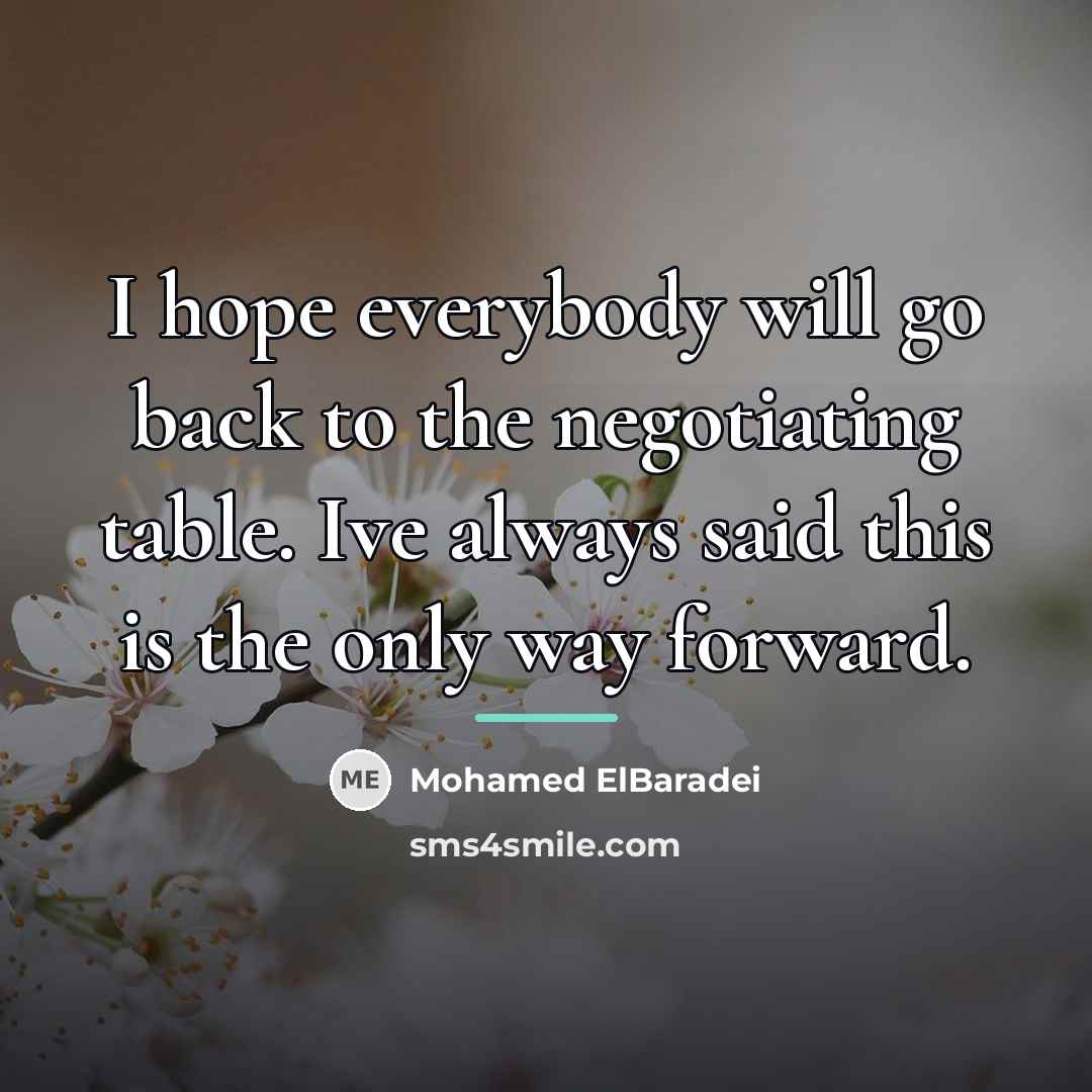 “I hope everybody will go back to the negotiating table.…” quote by Mohamed ElBaradei