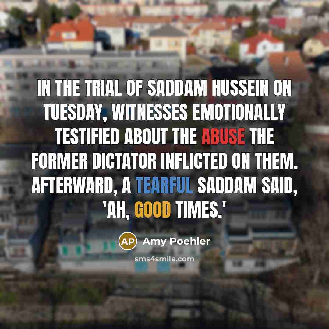 “In the trial of Saddam Hussein on Tuesday, witnesses emotionally…” quote by Amy Poehler