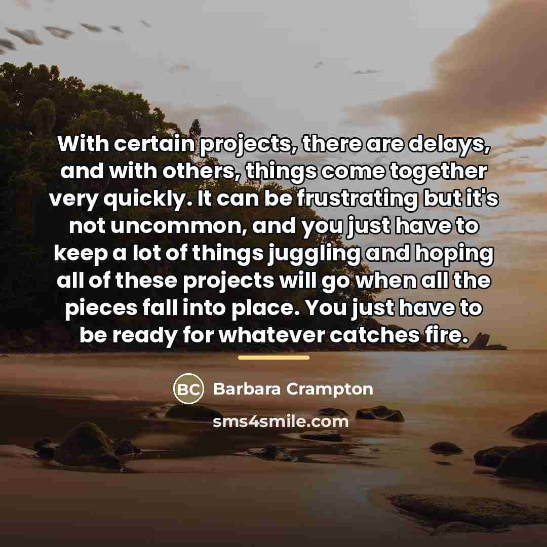 “With certain projects, there are delays, and with others, things…” quote by Barbara Crampton