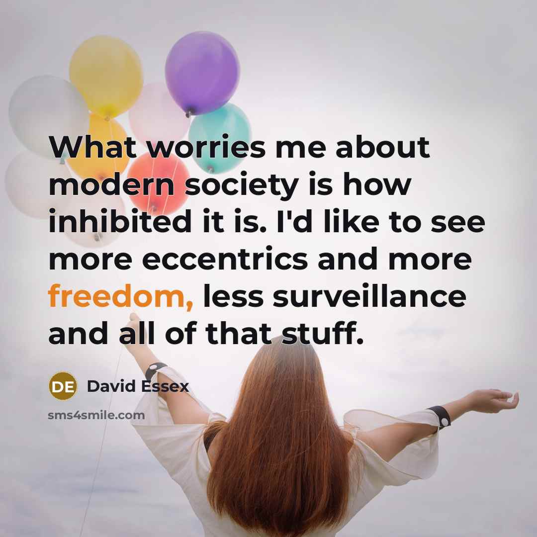 “What worries me about modern society is how inhibited it…” quote by David Essex