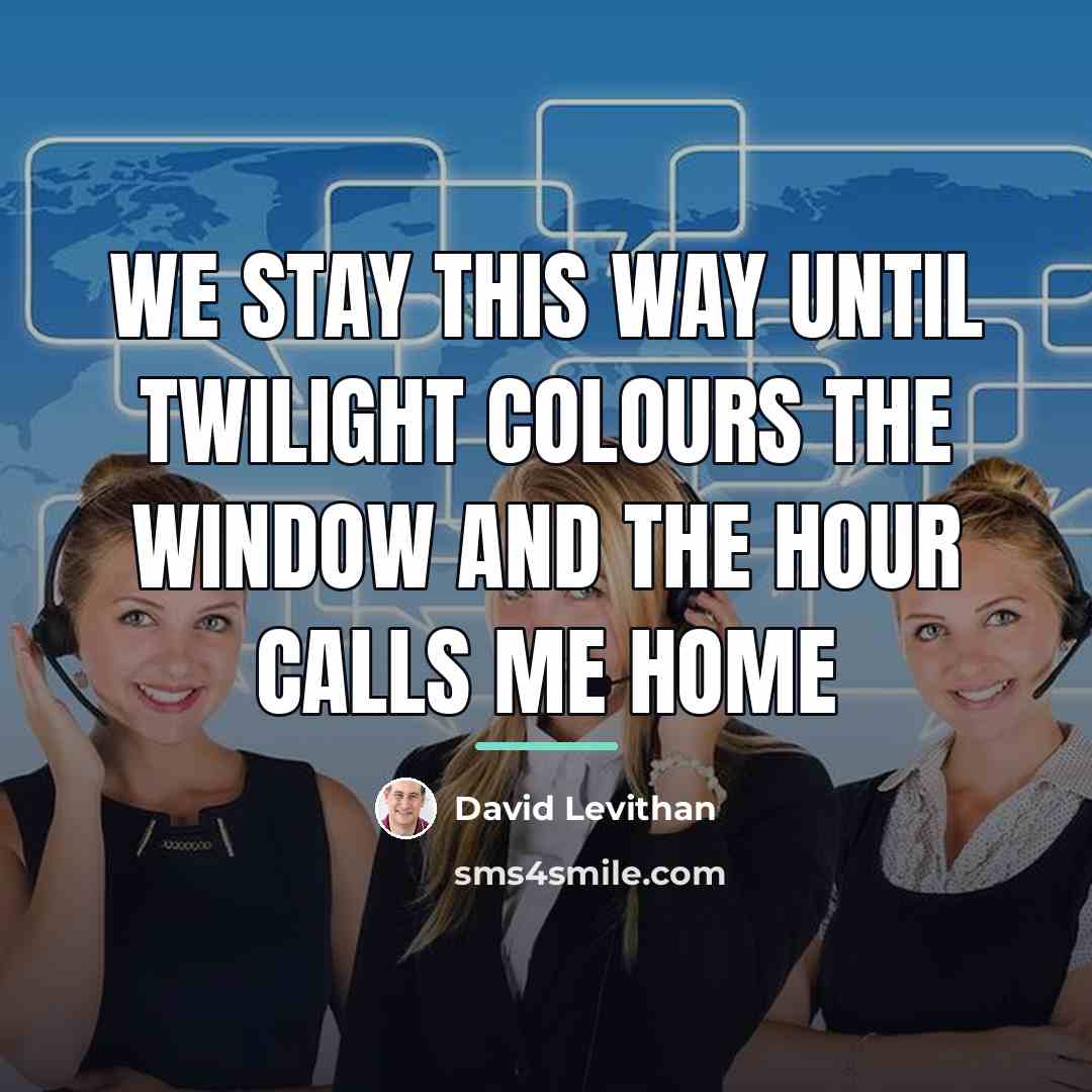 “We stay this way until twilight colours the window and…” quote by David Levithan