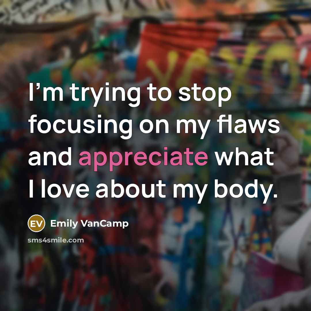 “I'm trying to stop focusing on my flaws and appreciate…” quote by Emily VanCamp