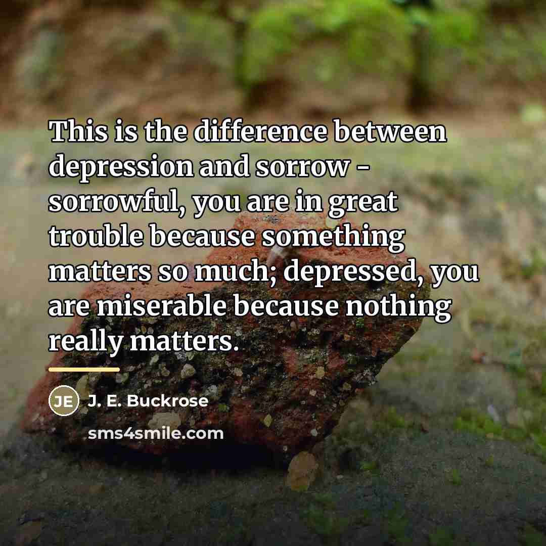 “This is the difference between depression and sorrow - sorrowful,…” quote by J. E. Buckrose