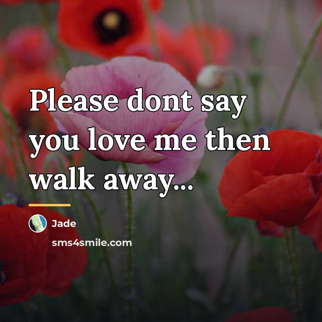“Please dont say you love me then walk away...…” quote by Jade