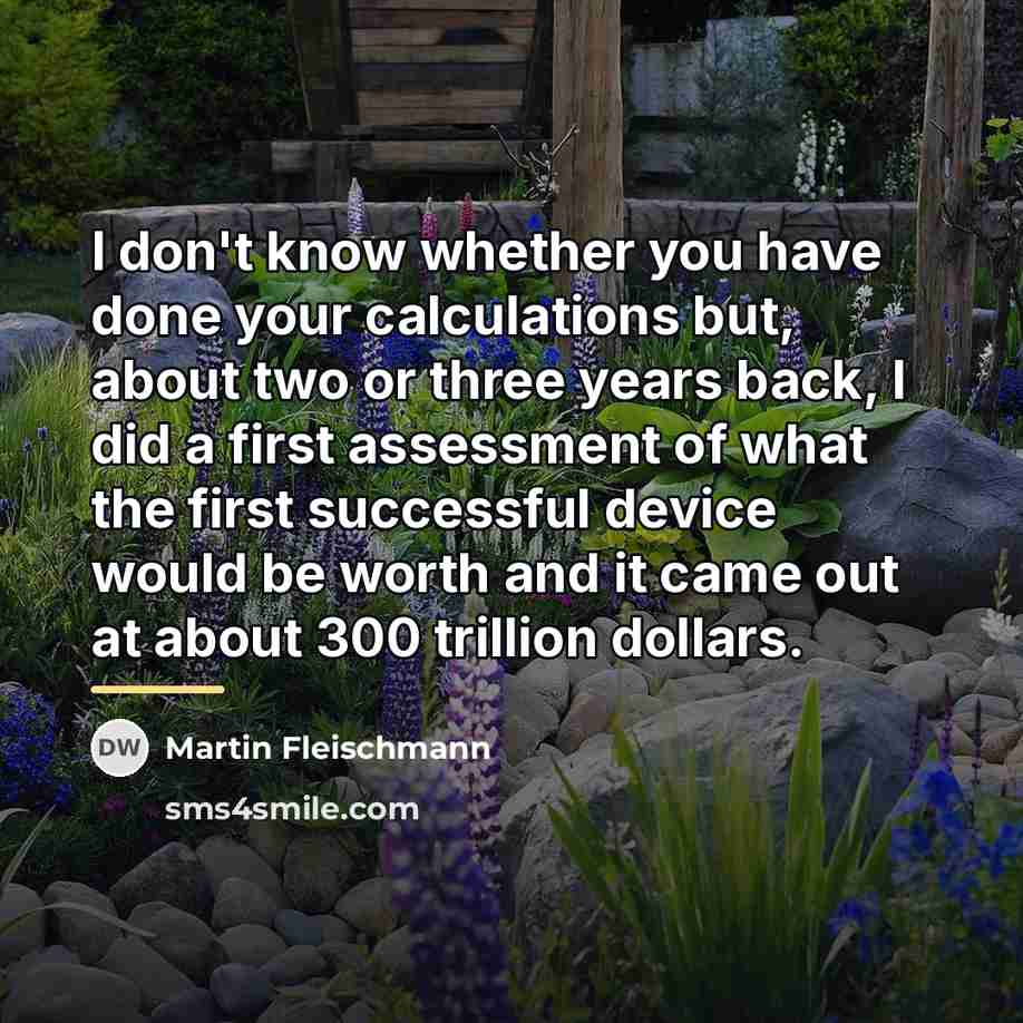 “I don't know whether you have done your calculations but,…” quote by Martin Fleischmann