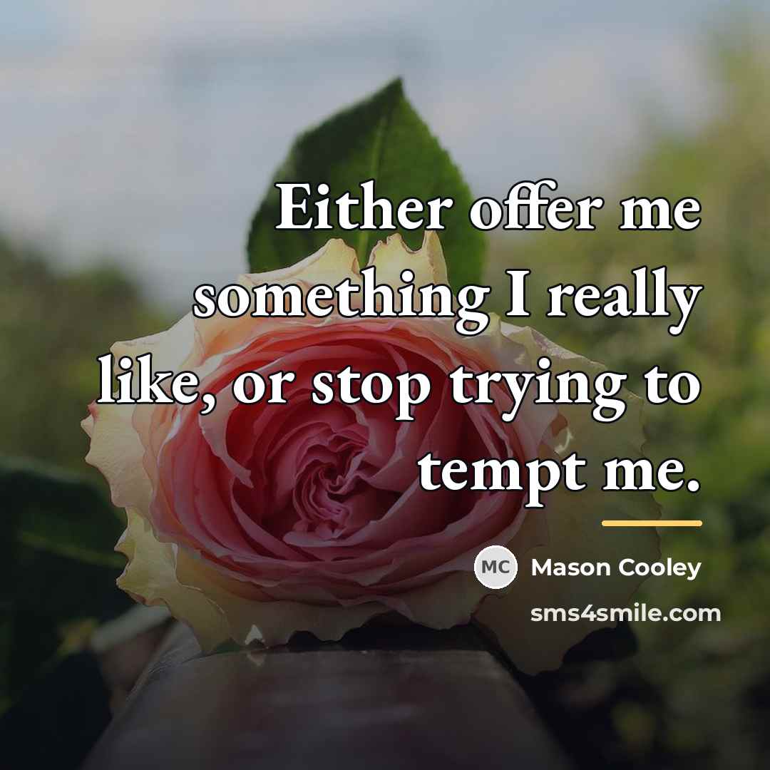 “Either offer me something I really like, or stop trying…” quote by Mason Cooley