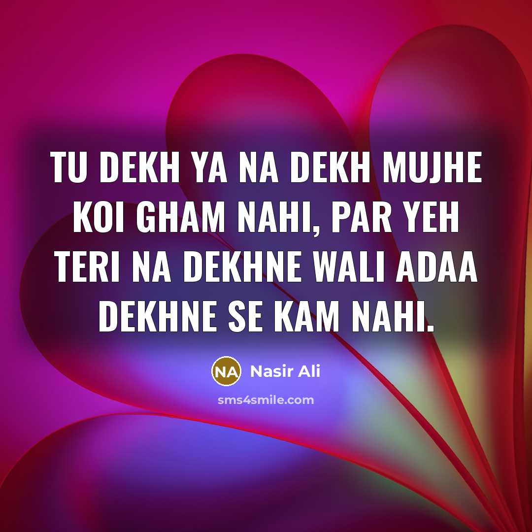 “Tu Dekh Ya Na Dekh Mujhe Koi Gham Nahi, Par…” quote by Nasir Ali