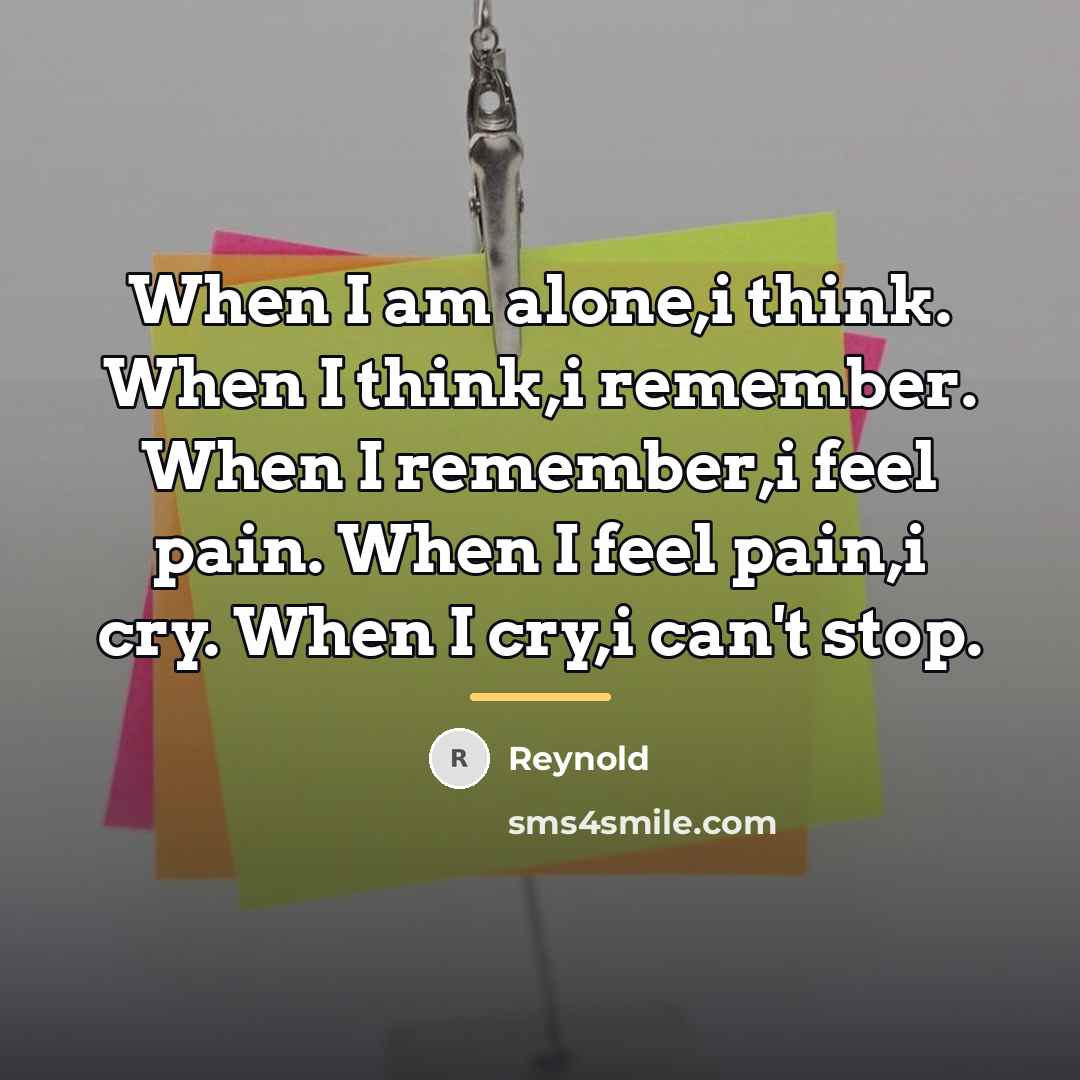 “When I am alone,i think. When I think,i remember. When…” quote by Reynold