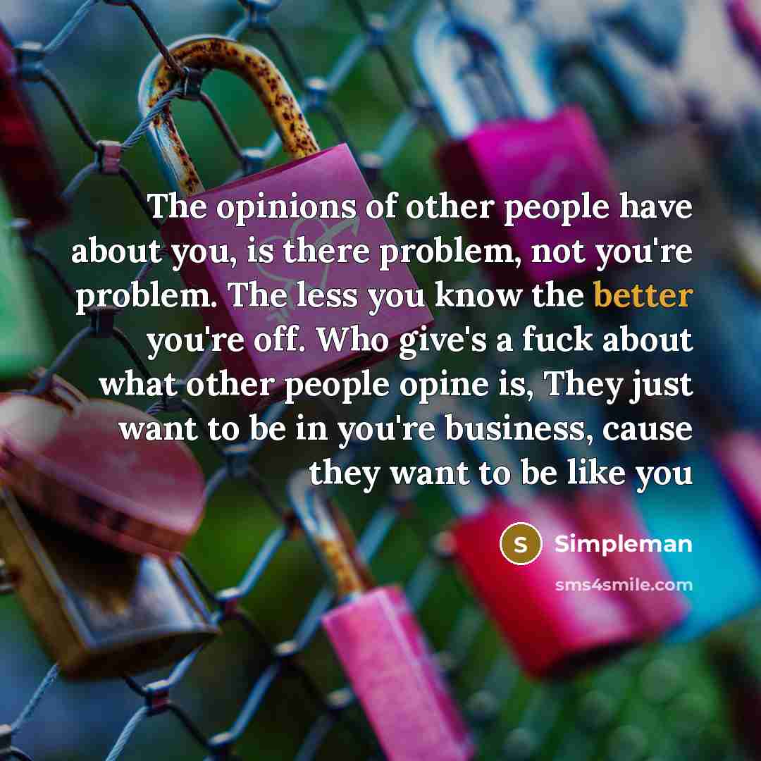 “The opinions of other people have about you, is there…” quote by Simpleman