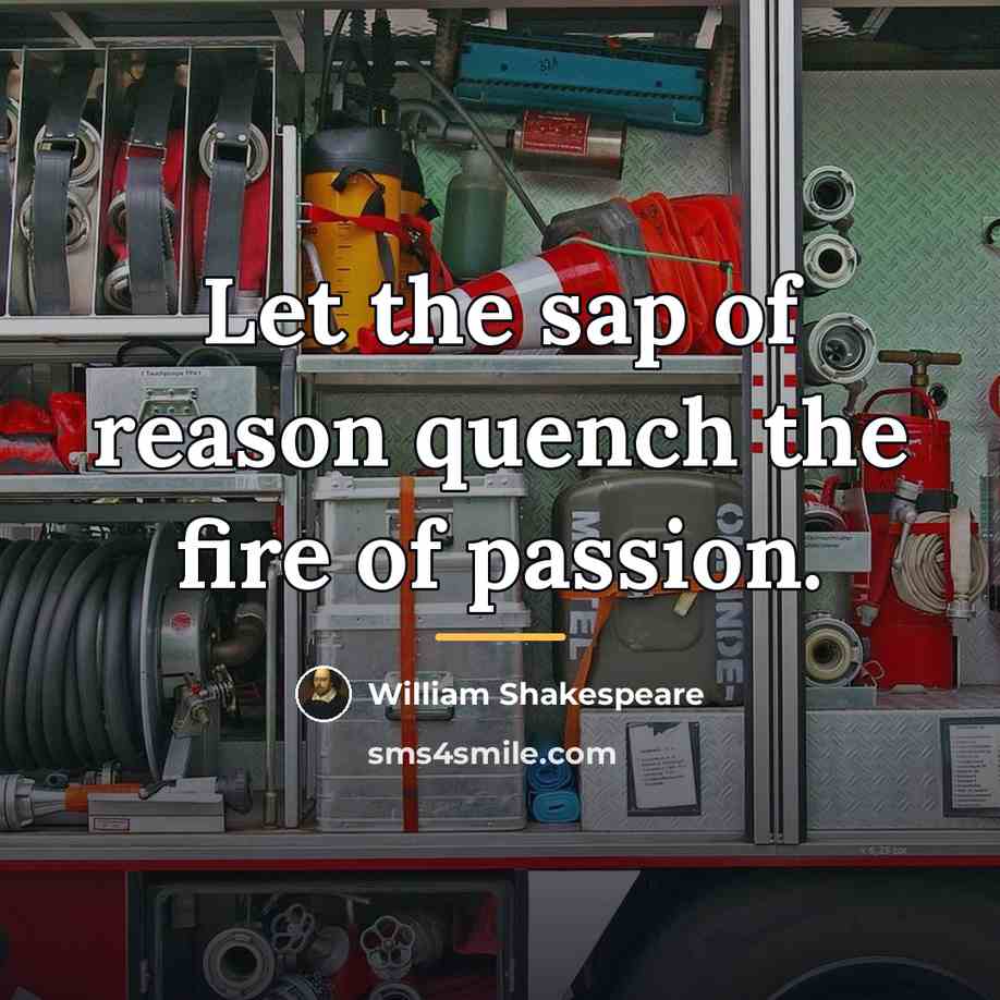 “Let the sap of reason quench the fire of passion.…” quote by William Shakespeare