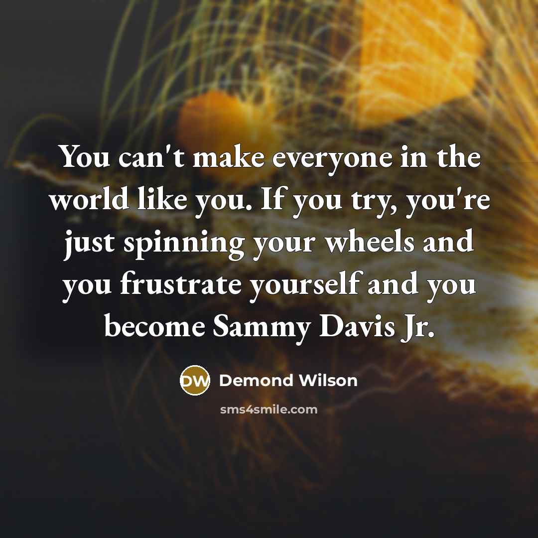 “You can't make everyone in the world like you. If…” quote by Demond Wilson