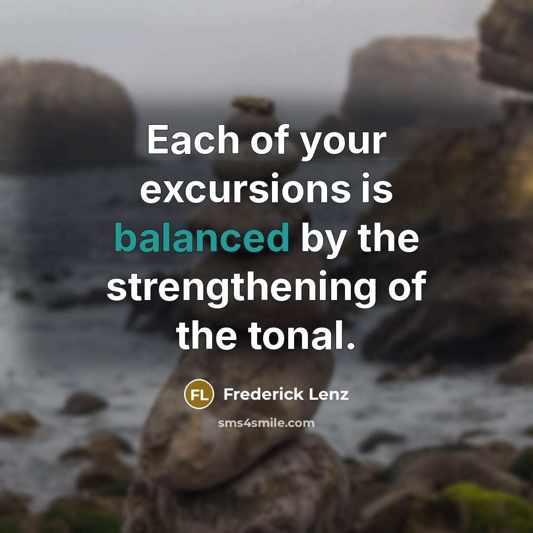 “Each of your excursions is balanced by the strengthening of…” quote by Frederick Lenz