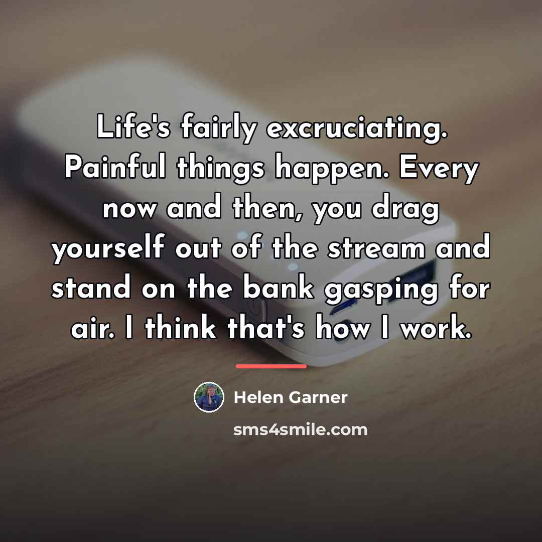 “Life's fairly excruciating. Painful things happen. Every now and then,…” quote by Helen Garner
