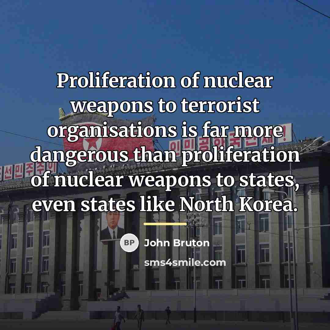 “Proliferation of nuclear weapons to terrorist organisations is far more…” quote by John Bruton