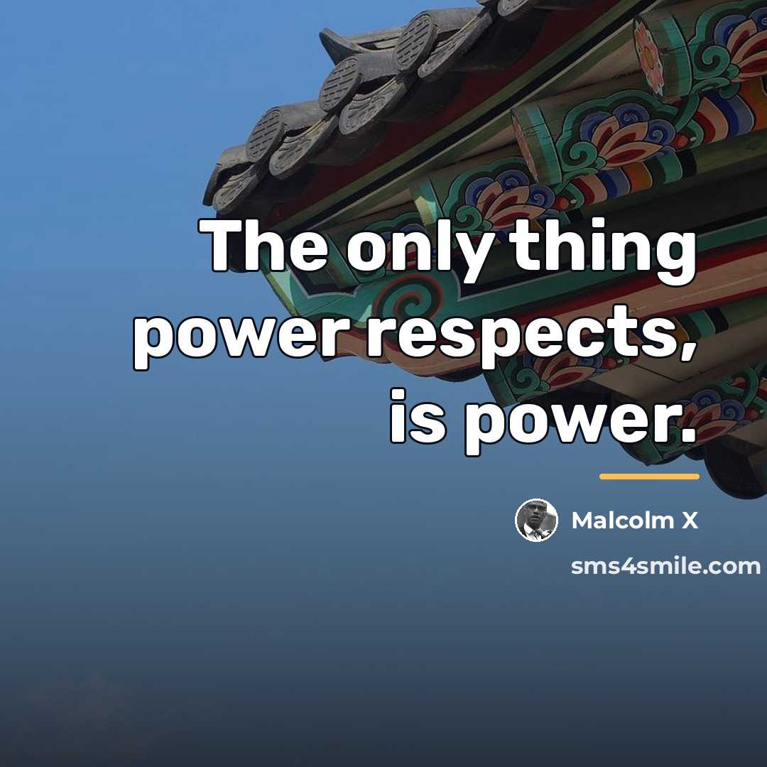 “The only thing power respects, is power.…” quote by Malcolm X