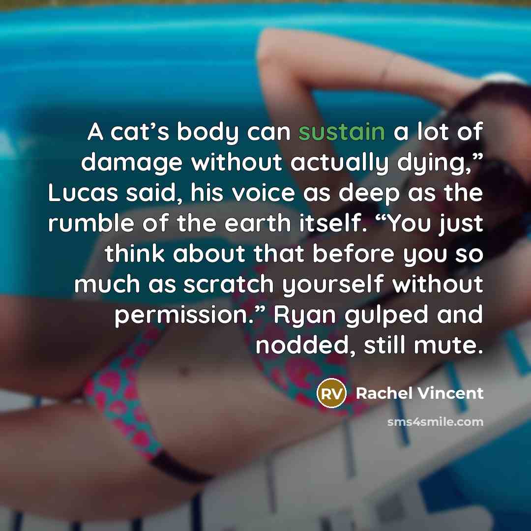 “A cat’s body can sustain a lot of damage without…” quote by Rachel Vincent