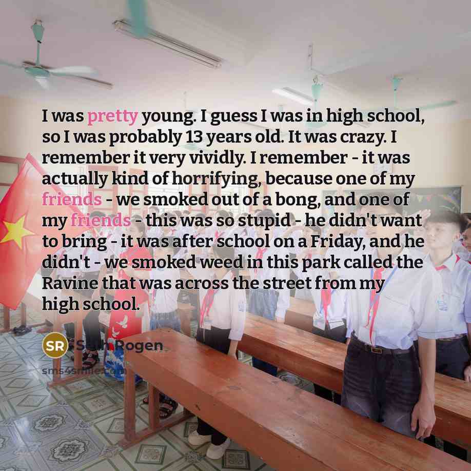 “I was pretty young. I guess I was in high…” quote by Seth Rogen