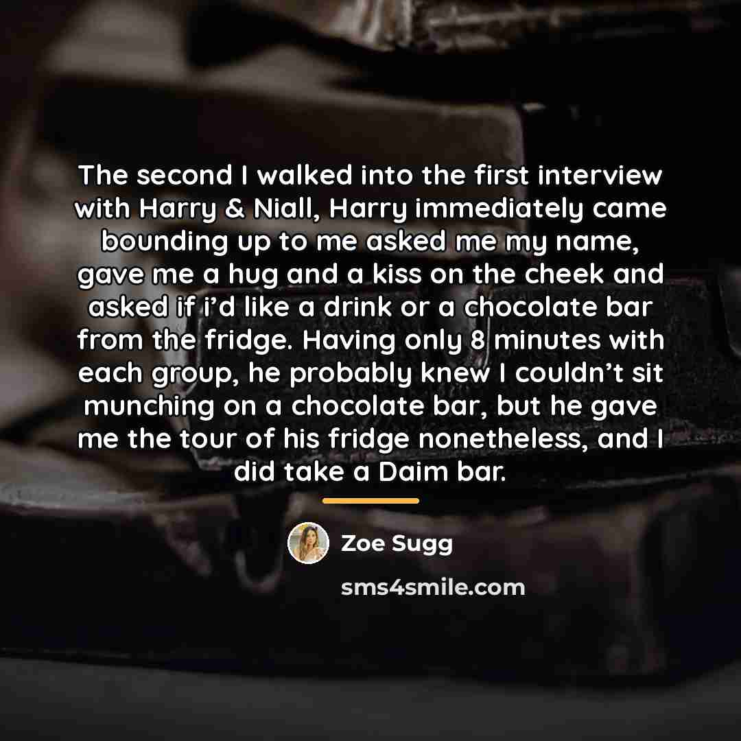 “The second I walked into the first interview with Harry…” quote by Zoe Sugg