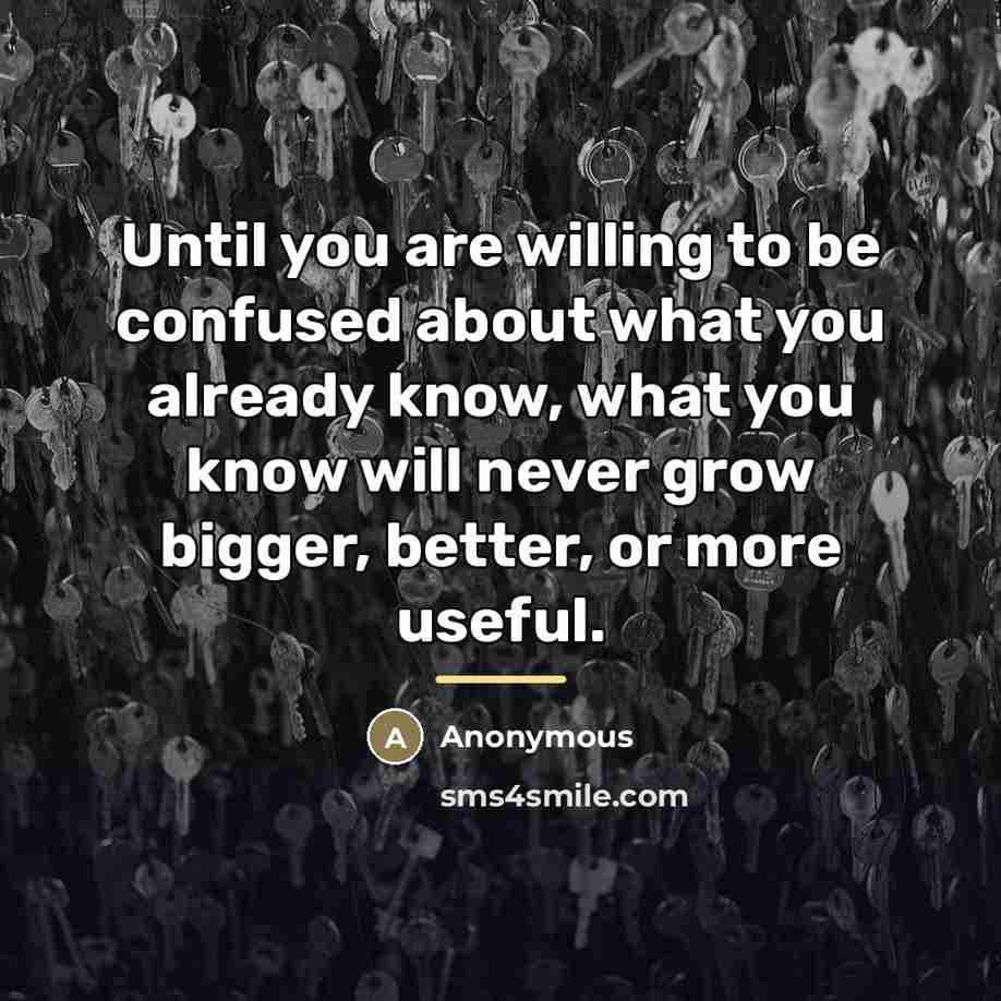 “Until you are willing to be confused about what you…” quote by Anonymous