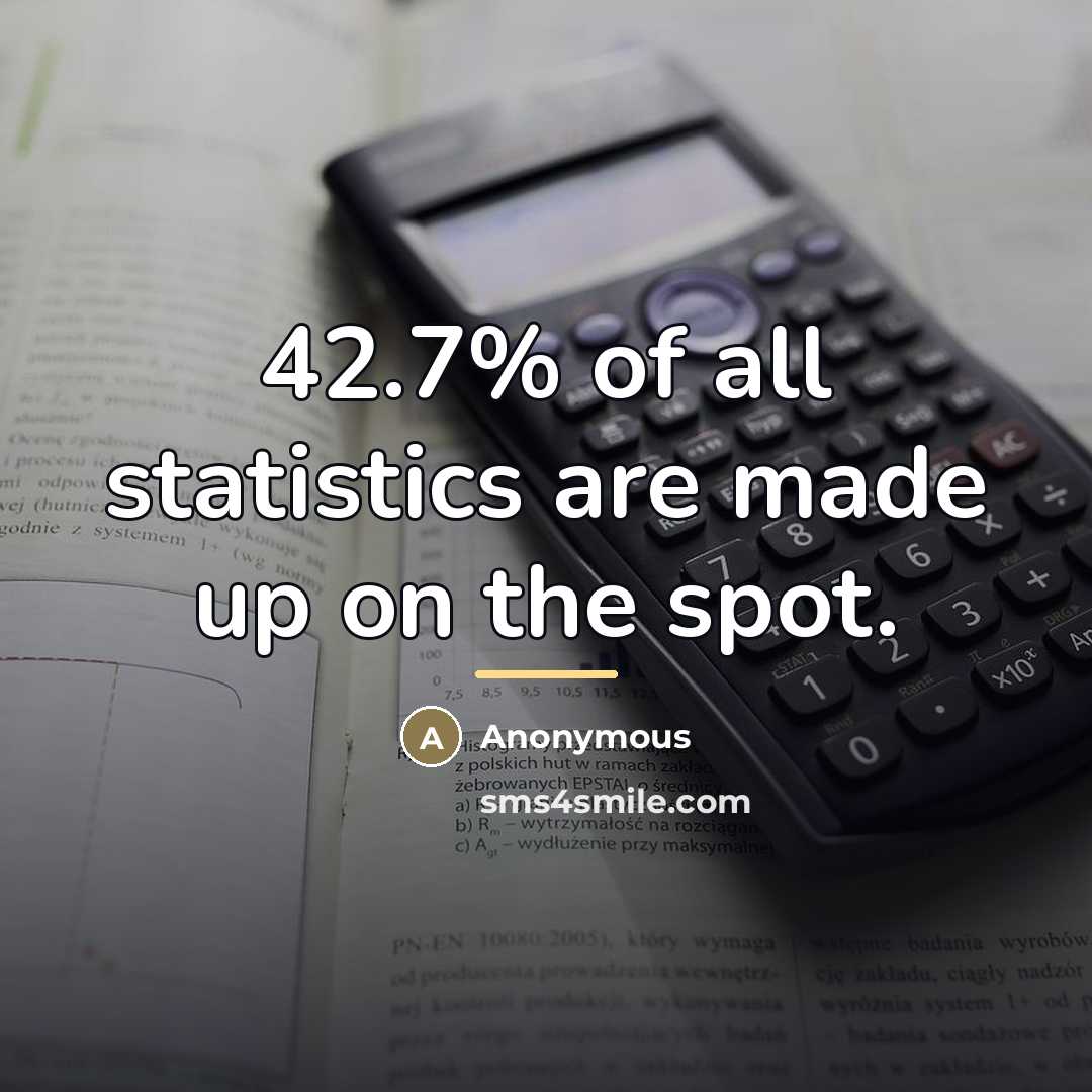 “42.7% of all statistics are made up on the spot.…” quote by Anonymous