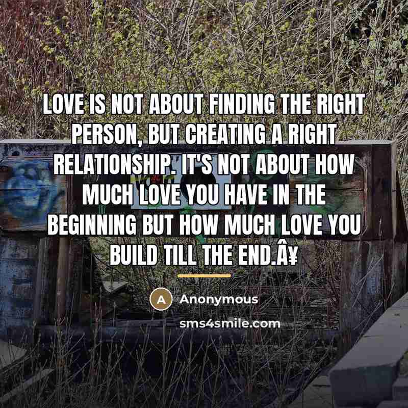“Love is not about finding the right person, but creating…” quote by Anonymous