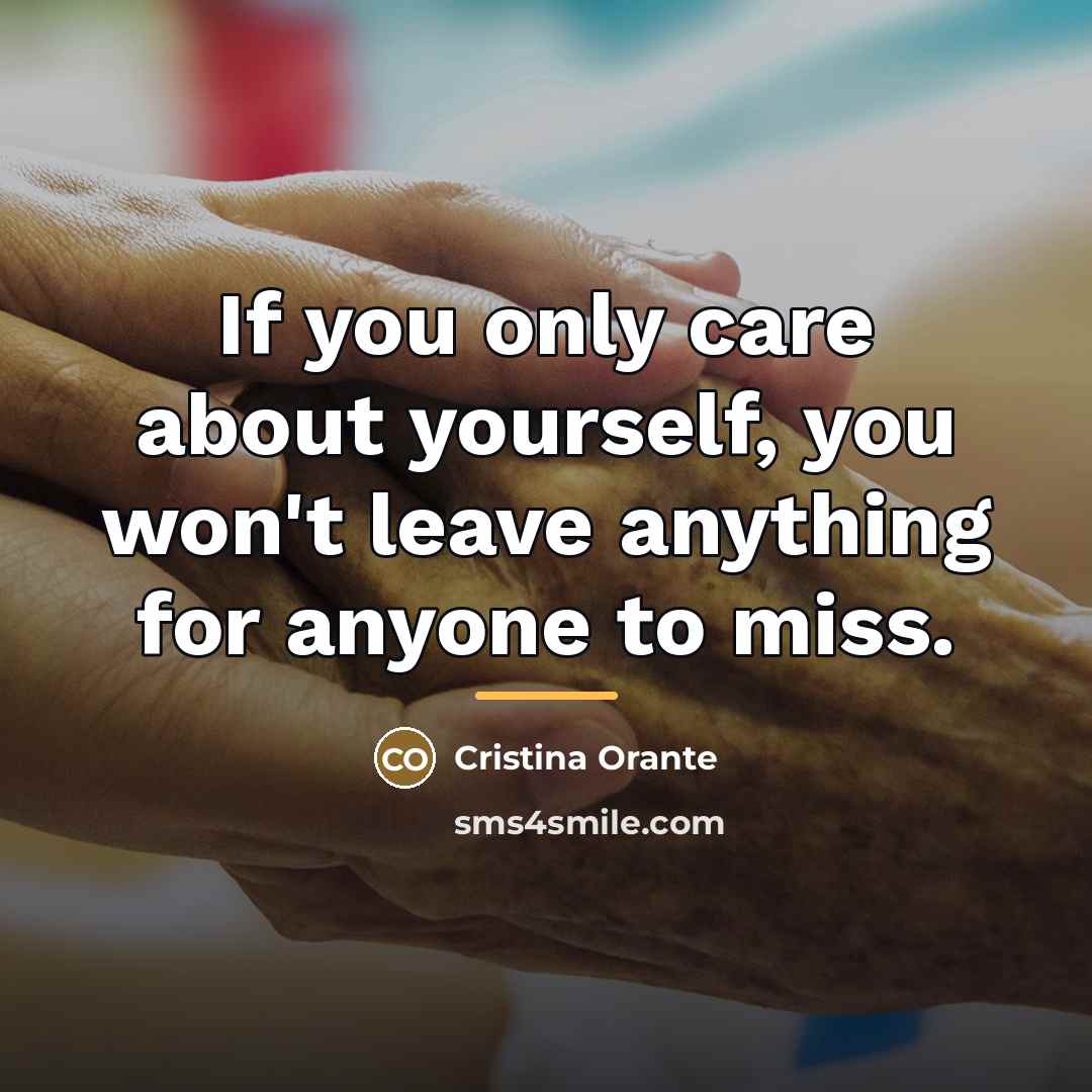 “If you only care about yourself, you won't leave anything…” quote by Cristina Orante