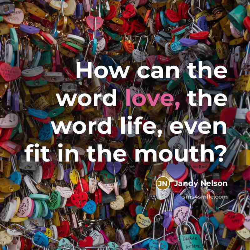“How can the word love, the word life, even fit…” quote by Jandy Nelson