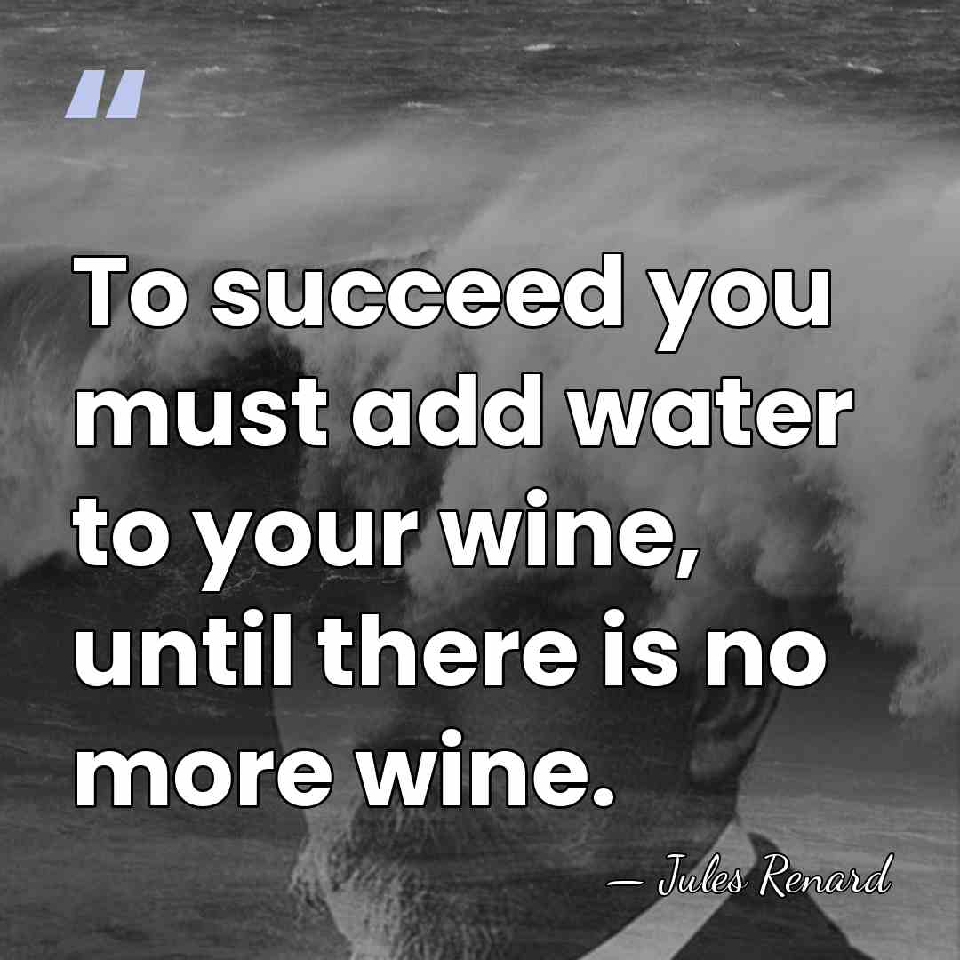 To succeed you must add water to your wine, until there is&hellip; - Jules Renard